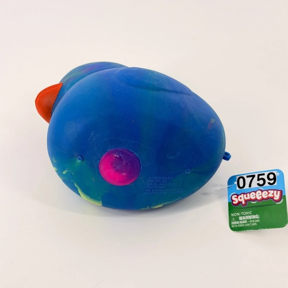 Toymendous Squeeezy Rubber Duck Kids OS Blue Green Yellow Marble Sensory Toy NWT